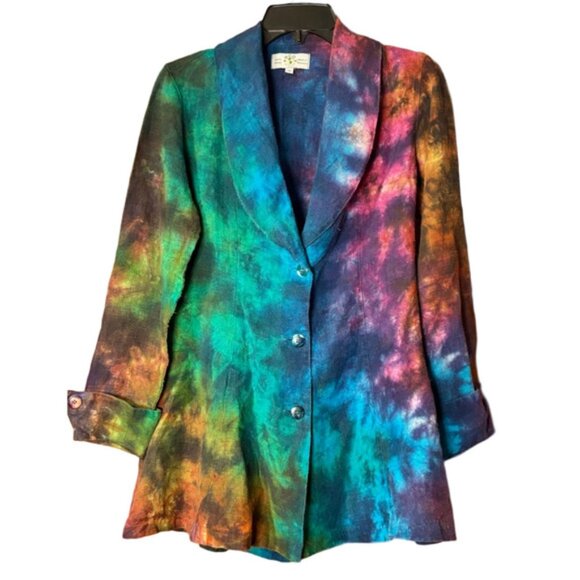Eco Lution Hemp Tie Dye Blazer Jacket Small Festival Boho Psychedelic - Picture 1 of 6